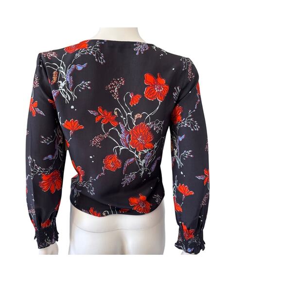 New MADEWELL Women's Loose Bouquet Night Vision Smocked Sleeve Wrap Top Size XS - Picture 6 of 8